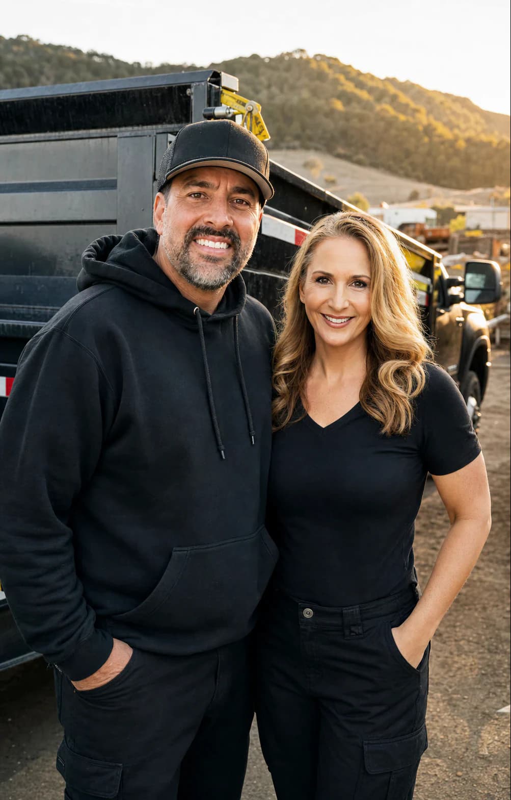 Matt and JoJo at a junk-removal worksite